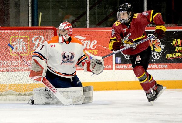Power play goals help lead Rock past T-Birds in game 5 of the final